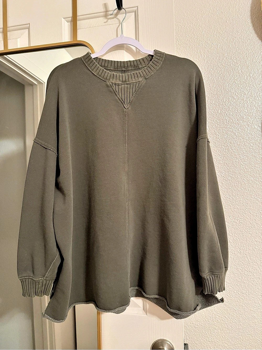 Aerie Sweatshirt Oversized Crewneck Olive
